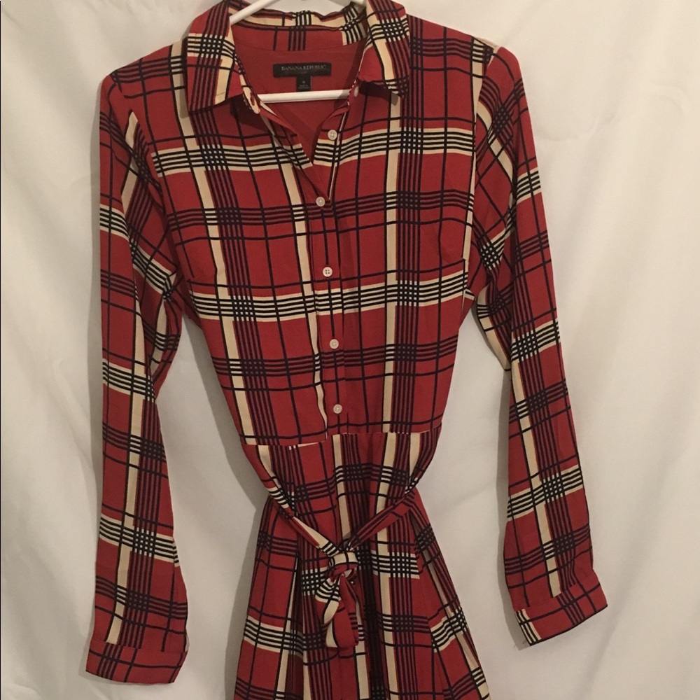 Banana Republic Red & Black Striped Dress NWOT - Picture 2 of 7